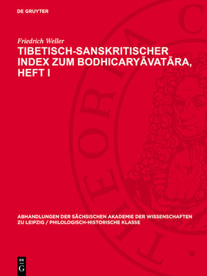 cover image of Tibetisch-sanskritischer Index zum Bodhicaryāvatāra, Heft I